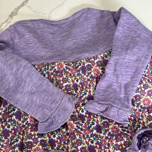 Fore N Birdie | Purple Floral Infant Girls Ruffle Long Sleeve Dress - Picture 8 of 9